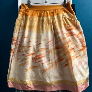 Anthropologie We Love Vera Silk Fish Skirt With Pockets - Size 4
